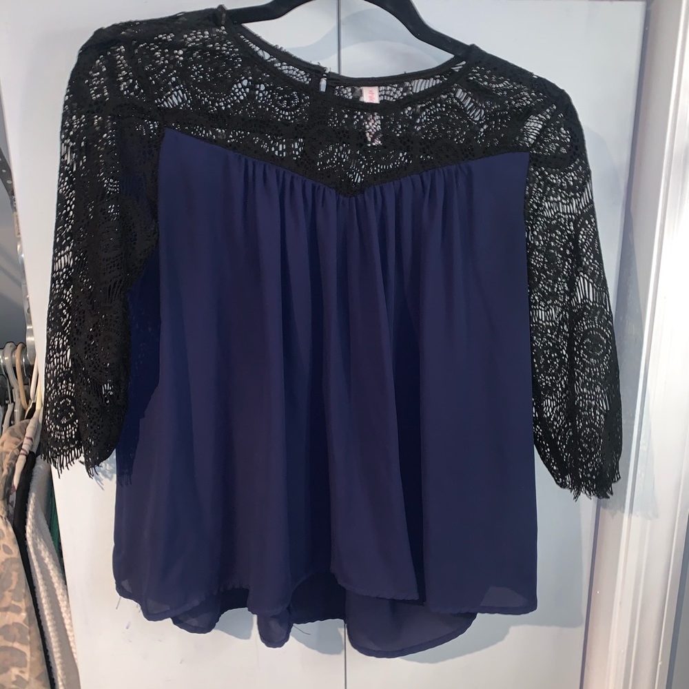 Xhilaration Navy with Black Lace Top